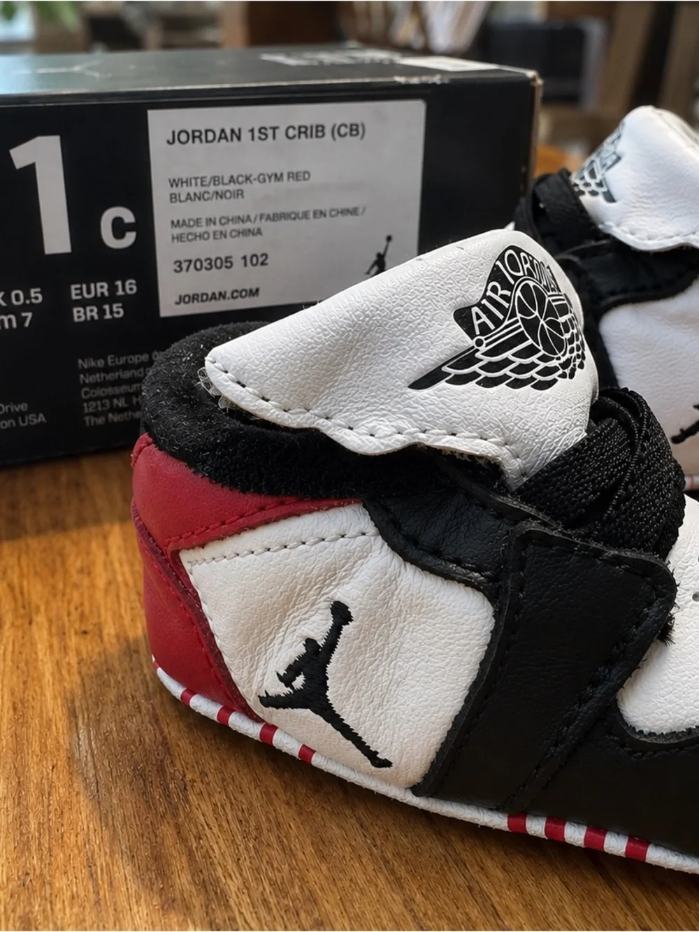 Jordan Baby Crib Shoes in White, Black & Red